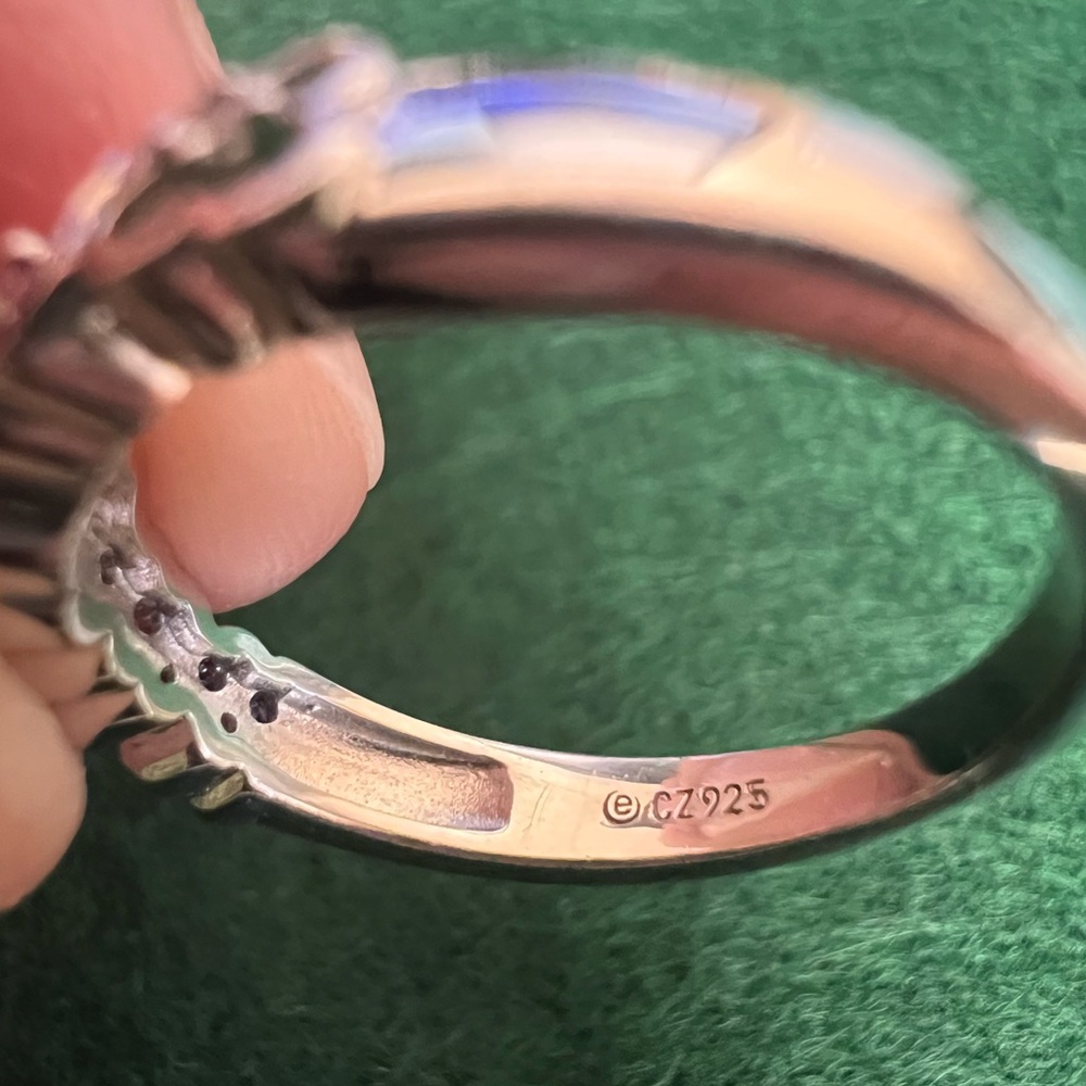 Sterling Silver ADORE Message Ring with simulated opal and Diamonique gemstones - Picture 14 of 14